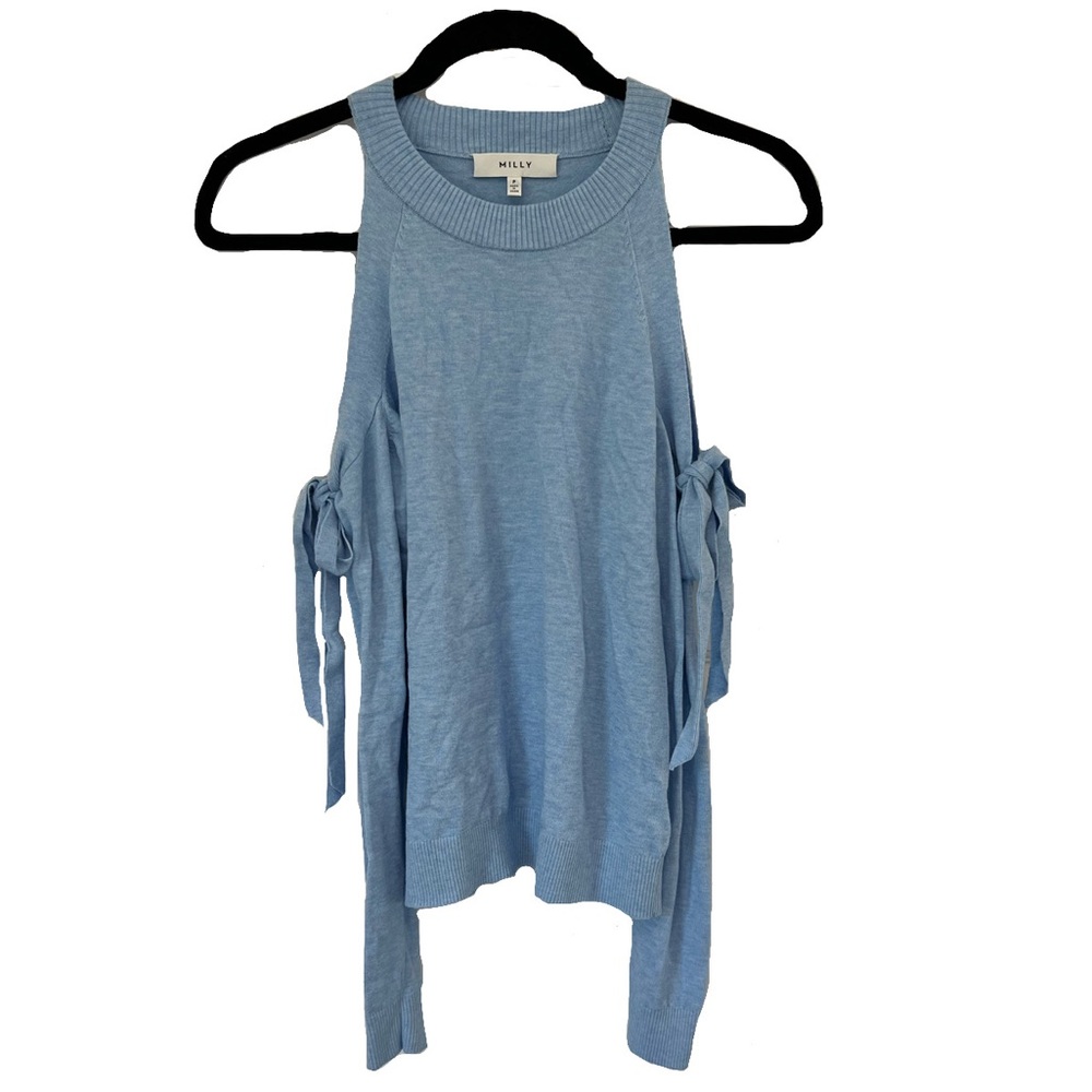 Milly side tie cashmere blue sweater size petite